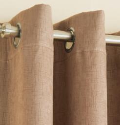 "Rackhams Latte Plain Textured Thermal Room Darkening Energy Saving Pair of Curtains For Bedroom & Living Room - 46"" (117cm) Width x 54"" (137cm) Drop" - thumbnail 2