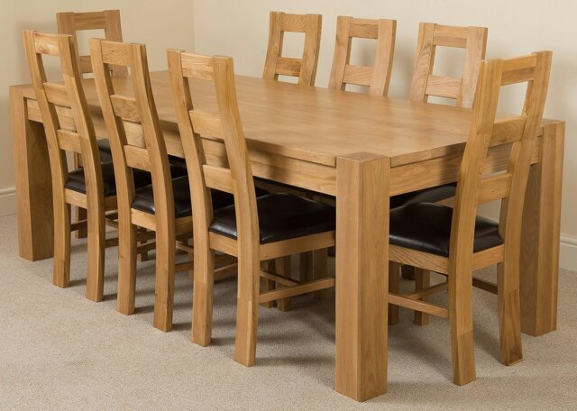 Rackhams Kuba Extra Large Oak Dining Table with Yale Oak Chairs - Natural Oak - 8 chairs - image 1