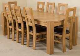 Rackhams Kuba Extra Large Oak Dining Table with Yale Oak Chairs - Natural Oak - 8 chairs - thumbnail 1