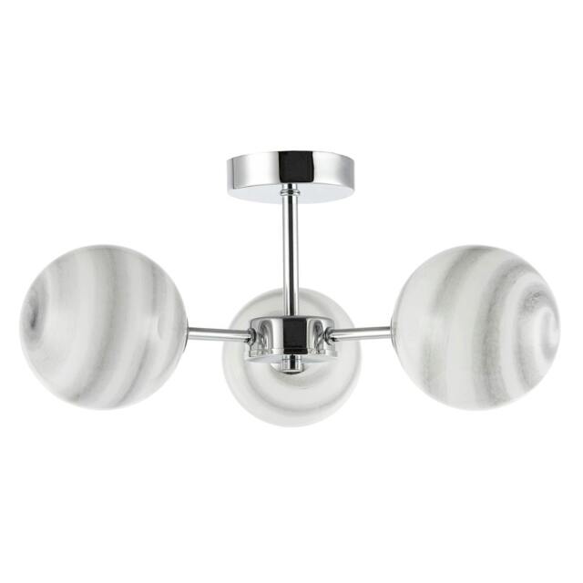 Rackhams Designer Polished Chrome Ceiling Light with Grey Marble Glass Shades - image 1