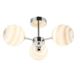 Rackhams Designer Polished Chrome Ceiling Light with Grey Marble Glass Shades - thumbnail 3