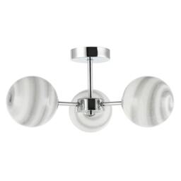 Rackhams Designer Polished Chrome Ceiling Light with Grey Marble Glass Shades - thumbnail 1