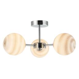 Rackhams Designer Polished Chrome Ceiling Light with Grey Marble Glass Shades - thumbnail 2