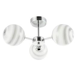 Rackhams Designer Polished Chrome Ceiling Light with Grey Marble Glass Shades - thumbnail 4
