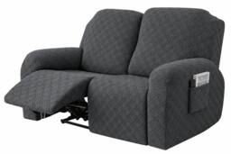 Rackhams 6 Piece Stretch Recliner Sofa Cover 2 Seater Slipcover with Pocket Grey
