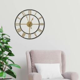 Rackhams WC2146 - Gold And Black Vintage Roman Wall Clock - 43 cm / 17 in - thumbnail 2