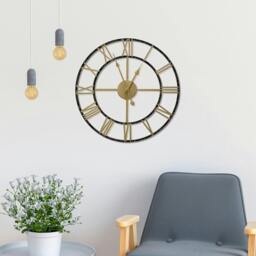 Rackhams WC2146 - Gold And Black Vintage Roman Wall Clock - 43 cm / 17 in - thumbnail 1