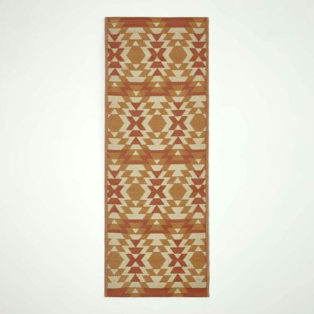 Rackhams Outdoor Rug Luxury Waterproof Reversible Recycled, For Garden, Anya Aztec - 75 x 200 cm - image 1