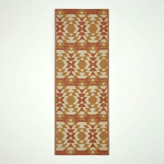 Rackhams Outdoor Rug Luxury Waterproof Reversible Recycled, For Garden, Anya Aztec - 75 x 200 cm - image 1