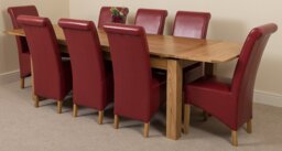 Rackhams Richmond Large Oak Extending Dining Table with Montana Leather Chairs - 6 chairs - Burgundy - thumbnail 4