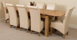 Rackhams Richmond Large Oak Extending Dining Table with Montana Leather Chairs - 6 chairs - Burgundy - thumbnail 2