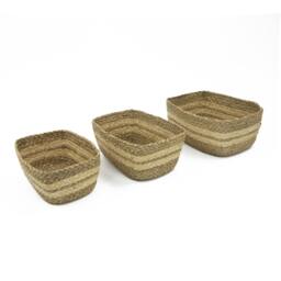 Rackhams Palma Natural Woven Storage Baskets for Home Organisation, Set of 3, Brown - thumbnail 2