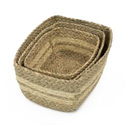 Rackhams Palma Natural Woven Storage Baskets for Home Organisation, Set of 3, Brown - thumbnail 4