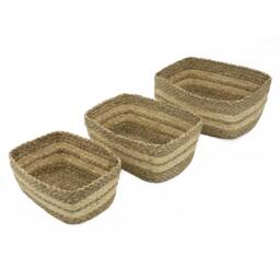 Rackhams Palma Natural Woven Storage Baskets for Home Organisation, Set of 3, Brown - thumbnail 6