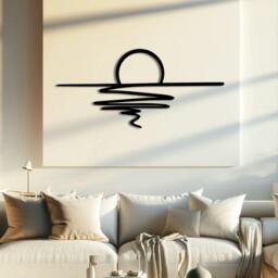Rackhams Sunset Horizon Minimalist Metal Wall Decor 90x42 - Metal - Black - thumbnail 2