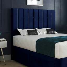 Rackhams Marcelo Upholstered Soft Velvet Bed Frame - Blue - Blue - Small single - thumbnail 2