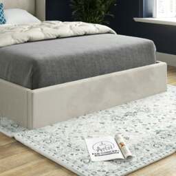 Rackhams Nuno Straight Winged Upholstered Soft Velvet Bed Frame - Cream - Black - Single - thumbnail 4