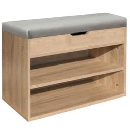 Rackhams Wooden Ottoman Shoes Storage Rack Bench Padded Grey Seat Cabinet Cupboard Stand