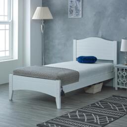 Rackhams Lauren Solid Pine Bed Frame, Curved Headboard, White, 4 Sizes - White - 4FT6 - thumbnail 3