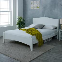 Rackhams Lauren Solid Pine Bed Frame, Curved Headboard, White, 4 Sizes - White - 4FT6