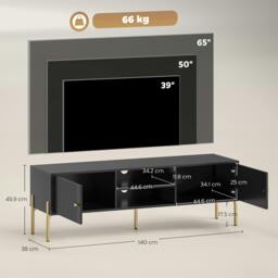 Rackhams TV Stand for Television up to 65 Inch, Modern Entertainment Center - thumbnail 3