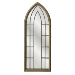 Rackhams Lewis Vintage Cream Metal Frame Arch Window Wall Mirror 153cm x 60cm - Brown - thumbnail 6
