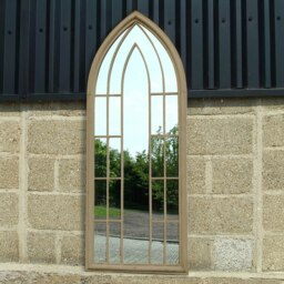 Rackhams Lewis Vintage Cream Metal Frame Arch Window Wall Mirror 153cm x 60cm - Brown - thumbnail 2