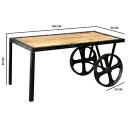 Rackhams Herica Industrial Vintage Mintis Cart Coffee Table - thumbnail 4