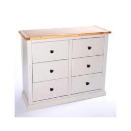 Rackhams Loreo 6 Drawer Chest of Drawers Brass Knob - Light Grey - thumbnail 3