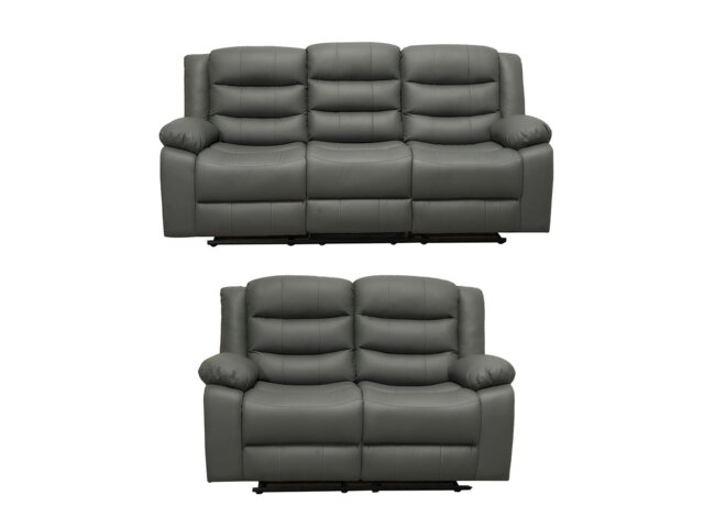 Rackhams Roma Leather Grey Sofa 3+2 Seater Recliner Sofa in Grey - 3 Seater & 2 Seater Set - image 1