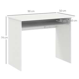 Rackhams Modern Computer Desk, Home Office Table, Small Writing Desk with Storage Shelf, 90 x 50cm, White Wood Grain - White - thumbnail 3