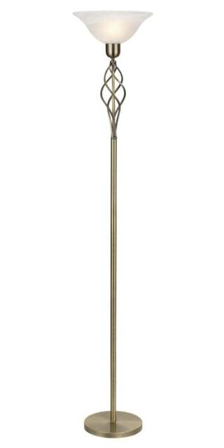 Rackhams Classic Knot Twist Floor Lamp Uplighter in Antique Brass