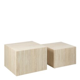 Rackhams Dice Square Coffee Table Set in Light Travertine Effect - 1 - Natural - Neutral - thumbnail 2