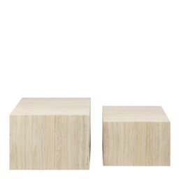 Rackhams Dice Square Coffee Table Set in Light Travertine Effect - 1 - Natural - Neutral - thumbnail 3