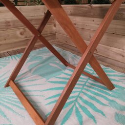 Rackhams Outdoor 2 Person Folding Square Wooden Garden Patio Dining Table Chairs Parasol and Base Set - Outdoor Furniture Sets - thumbnail 6