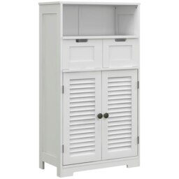 Rackhams Free Standing Bathroom Storage Cabinet with Louvred Doors, 2 Drawers, Grey - Grey - thumbnail 6