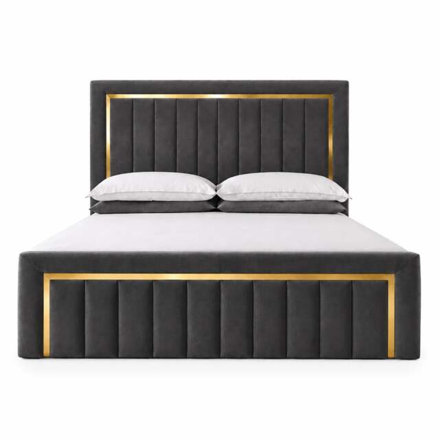 Rackhams New Gold Strip Ottoman Bed Frame - King - Solid Wood - Silver - image 1
