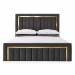 Rackhams New Gold Strip Ottoman Bed Frame - King - Solid Wood - Silver