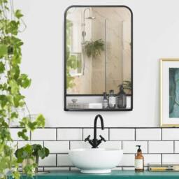Rackhams Modern Square Wall Mirror with Storage Shelf, 86 x 53 Mirrors for Living Room, Bedroom, Black - thumbnail 5