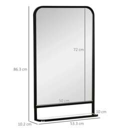 Rackhams Modern Square Wall Mirror with Storage Shelf, 86 x 53 Mirrors for Living Room, Bedroom, Black - thumbnail 3