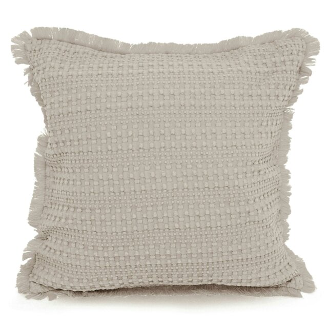 Rackhams Soft Waffle Fringe Edge Cushion - 45cm x 45cm - Beige - image 1