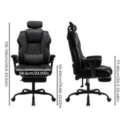 Rackhams Executive Ergonomic Office Chair Suede Fabric Wide Seat 155° Recline Footrest - thumbnail 3