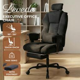 Rackhams Executive Ergonomic Office Chair Suede Fabric Wide Seat 155° Recline Footrest - thumbnail 2