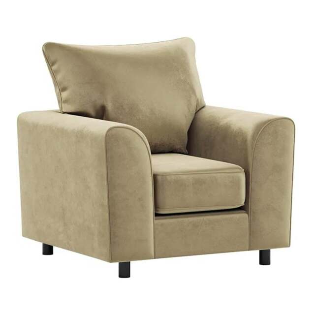 Rackhams Brooklyn Full Foam Plush Velvet Armchair - Beige - image 1
