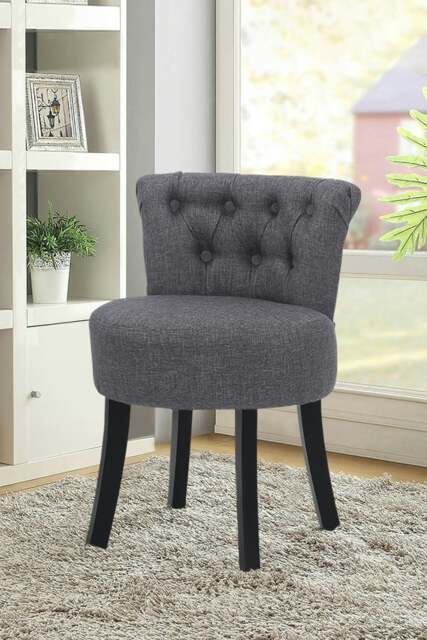 Rackhams Grey Linen Button Tufted Upholstered Stool for Dressing Table - Grey - image 1