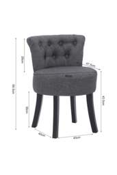 Rackhams Grey Linen Button Tufted Upholstered Stool for Dressing Table - Grey - thumbnail 3