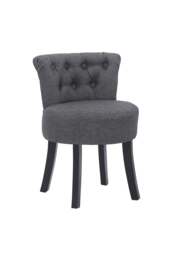 Rackhams Grey Linen Button Tufted Upholstered Stool for Dressing Table - Grey - thumbnail 4