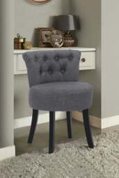 Rackhams Grey Linen Button Tufted Upholstered Stool for Dressing Table - Grey - thumbnail 2