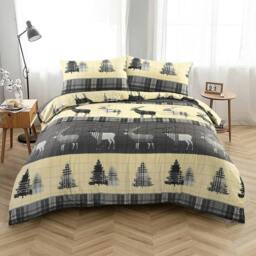Rackhams Flannelette Thermal Stag Grey Duvet Cover Set - Super King - thumbnail 2
