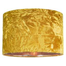 "Rackhams Modern Ochre/Mustard Crushed Velvet 14"" Table/Pendant Shade with Copper Inner"